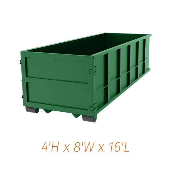 we offer flexible rental periods for our 15 yard dumpsters, with options ranging from a few days to several weeks