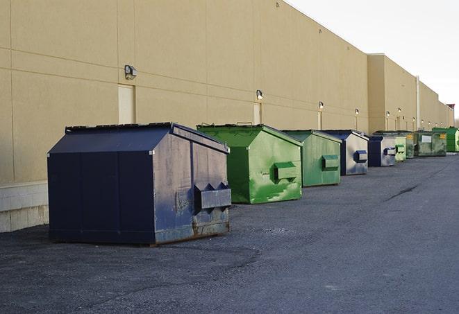 red and green waste bins at a building project in Flossmoor IL